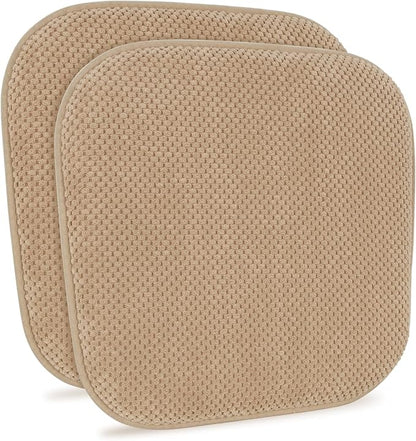 Khaki Kitchen Chairs Cushions Set of 2 Non Slip Foam Patio Seat Cushions Washable Soft Thick Pads Large Wooden Metal Dining Chair Cushions,17" x 15"