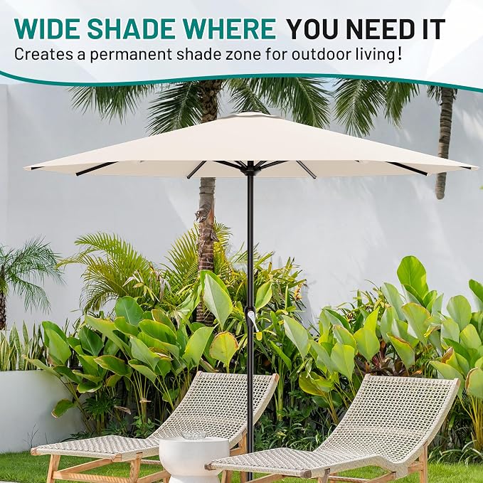 AreShark 12 FT Patio Umbrella for Outdoor, Outdoor Table Umbrella with Crank, Outdoor Patio Umbrellas with 8 Sturdy Ribs, Patio Umbrellas for Market, Garden, Pool (Cream White)