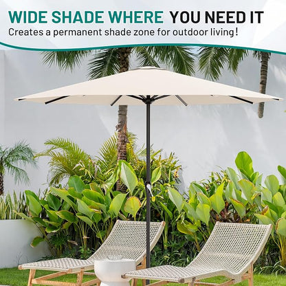 AreShark 12 FT Patio Umbrella for Outdoor, Outdoor Table Umbrella with Crank, Outdoor Patio Umbrellas with 8 Sturdy Ribs, Patio Umbrellas for Market, Garden, Pool (Cream White)