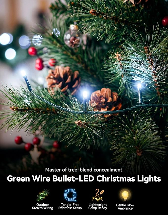 LitHome 328FT 1000 LED String Lights Outdoor Indoor, 8 Modes Waterproof Christmas String Lights with Timer & Memory Function, Outdoor Christmas Lights Green Wire for Xmas Tree Party Garden, White