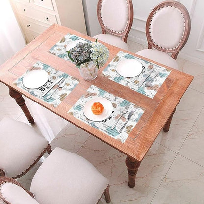 Christian Placemats Set of 4, God Table Place Mats for Kitchen | Washable Decorative Place Mats Holiday Party Farmhouse Decor Religious Happy Easter Day 12"x18"