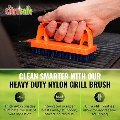 Citrusafe Complete Grill Cleaning Kit - Grill Cleaner Spray (16oz), Scrubber 3 Pack, Nylon Brush, Cookbox Scraper and Microfiber Cleaning Towel - Tools to Clean BBQ Grill Grates, Smokers, Ovens