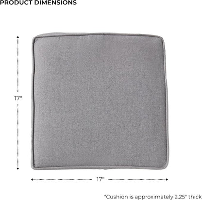Indoor/Outdoor Chair Pads in Sunbrella Fabric – 17''x17'' Patio Seat Cushions with Foam Insert, Removable Reversible Cover & Ties for Patio Dining Chairs – Set of 2 or 4, Cast Slate