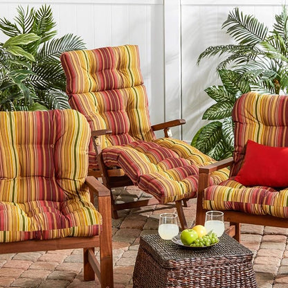 Greendale Home Fashions 72 x 22-inch Outdoor Chaise Lounge Cushion, Cinnamon Stripe
