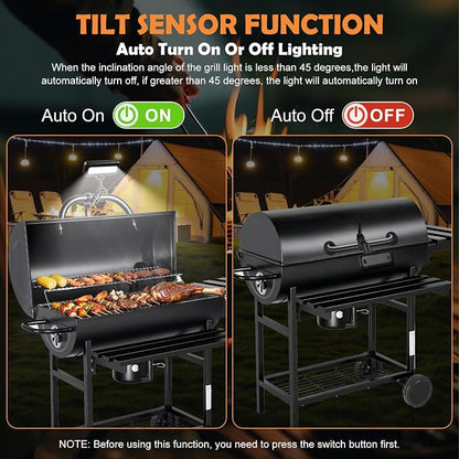 HyperFun Grill Lights for Outdoor Grill - 360° Adjustable USB-C Rechargeable LED BBQ Light with 2 Brightness Modes & Smart Tilt Sensor Function - Perfect BBQ Accessories Gift for Men Dads Husbands