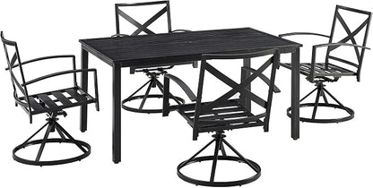 Crosley Furniture Kaplan 5-Piece Outdoor Dining Set for 4, Patio Table and Chairs for Backyard, Deck, Oiled Bronze with Mist Cushions