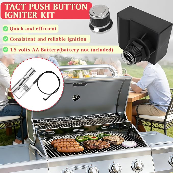 Grill Igniter Kit for Nexgrill 720-0830H 720-0830D Replacement Igniter 4 Burner, 4 Outlets Tact Push Button Grill Ignitor for Nexgrill 730-0958A, 720-0864, 3 & 2 Burner Grill Replacement Igniters