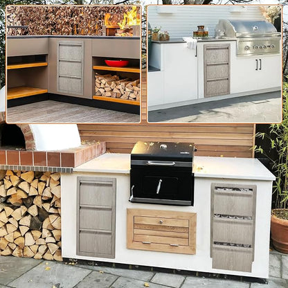 PeakPursuit Stainless Steel Outdoor Kitchen Triple Drawers - Heavy Duty with Handles, Weather-Resistant Flush Mount for BBQ Island, Patio Grill, 14.7" W x 18.5" D x 24.5" H