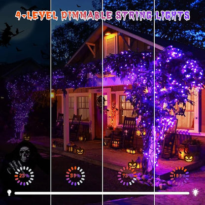 JMEXSUSS 66ft 200 LED Orange and Purple Halloween Lights Plug in | Connectable, Remote Control, Dual Color Changing, Waterproof, Halloween String Lights for Tree Yard Indoor Outdoor Decor