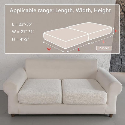 OHSIO Couch Cushion Covers for Sectional Sofa, Stretch Soft Sofa Slipcovers Washable Wear-Resistant Universal Furniture Protector for Living Room(2 Seaters Covers, Ivory)