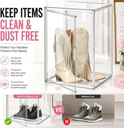 5 Pack Clear Tall Boot Storage Box, Organizer for Ankle Boots and Booties | Fits Men/Women Shoe's Size 15.Designed for ankle boots,short fashion boots.Clear stackable storage with dustproof protection