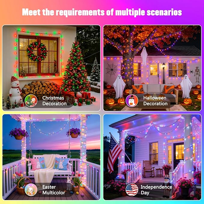 JMEXSUSS 250 LED Smart Color Changing Halloween Lights, RGB String Lights | Plug in, APP & Remote Control, 16 Million DIY Colors, Durable, Smart Christmas Lights for Tree Party Indoor Outdoor Decor