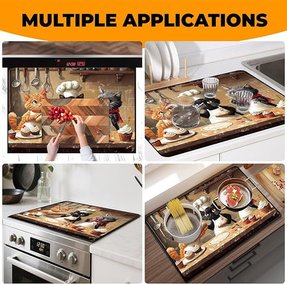 Heat-Resistant Glass Stove Top Cover with Anti-Slip Rubber Coating – 28.5x20.5 Inch Electric Stove Protector, Scratch-Resistant, Expands Counter Space, Stylish Kitchen Decor