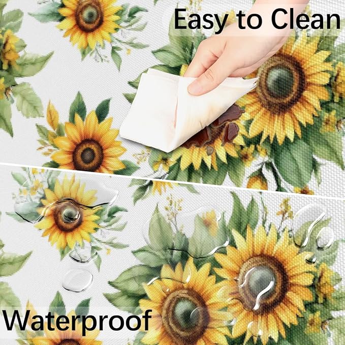 Sunflowers Outdoor Fitted Round Tablecloth with Umbrella Hole, 45"-56" Elastic Patio Table Cloth with Zipper Oil-Proof Waterproof Patio Table Cover for Picnic Party Spring Decoration