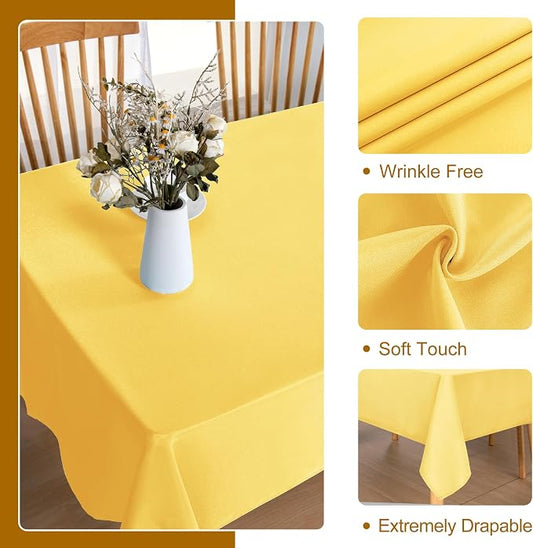 DWCN Waterproof Rectangle Tablecloth - 54 x 80 Inch - Stain and Wrinkle Resistant Washable Table Cloth, Decorative Fabric Table Cover for Kitchen Dining Room Party and Outdoor Use, Yellow
