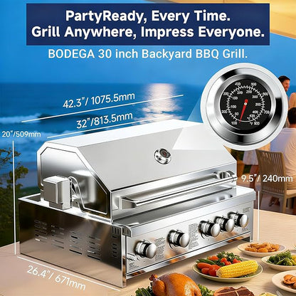 BODEGA Stainless Steel Outdoor Kitchen Drawer Cabinet for 30 inch Propane Gas Grill with 2 Drawers and Propane Tank Storage, Commercial Sinks Cabinet Combo perfect for Outdoor Kitchen BBQ Island.