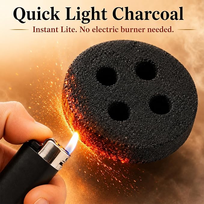 MAQIHAN 50MM Incense Charcoal Briquettes - 20PCS Charcoal Tablets Incense Burner Charcoal Burning Discs Resin Burner Grilling Quick Light Natural Charcoal Instant Fire Copal Bakhoor Coals Supplies