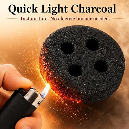 MAQIHAN 50MM Incense Charcoal Briquettes - 20PCS Charcoal Tablets Incense Burner Charcoal Burning Discs Resin Burner Grilling Quick Light Natural Charcoal Instant Fire Copal Bakhoor Coals Supplies