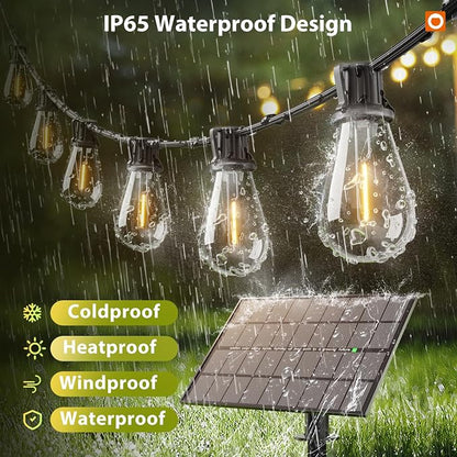 addlon 198FT(192FT+6) Solar String Lights Outdoor, Waterproof, Last 20+ Hrs | 68 Shatterproof LED Bulbs, USB Charging, Dimmable, Timer Remote, Easy Install for Garden, Backyard, Pergola and Party