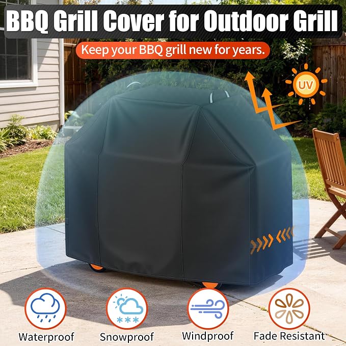 i COVER Grill Cover, 50 inch BBQ Grill Cover for Outdoor Grill, Waterproof BBQ Cover, Fade Resistant Barbecue Gas Grill Covers for Weber, Char-Broil, Nexgrill and More