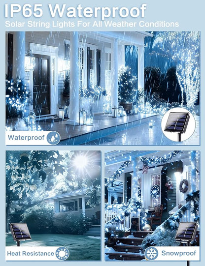 Solar String Lights Outdoor, 6 Pack Each 100 LED Solar Twinkle Lights for Outside, Waterproof Copper Wire with 8 Modes Solar Fairy Lights for Garden Yard Tree Wedding Christmas Decor(Cool White)