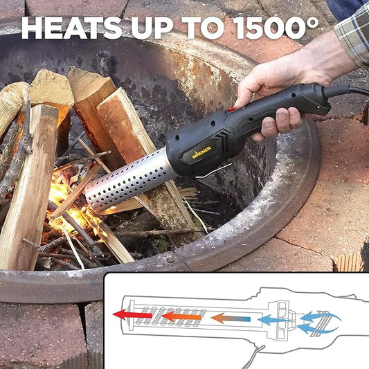Wagner Electro-Torch C900085 Fire Starter, Charcoal Starter and Lighter, BBQ Smoker, Grill Starter, Chemical Free Heated Air with Built-In Blower
