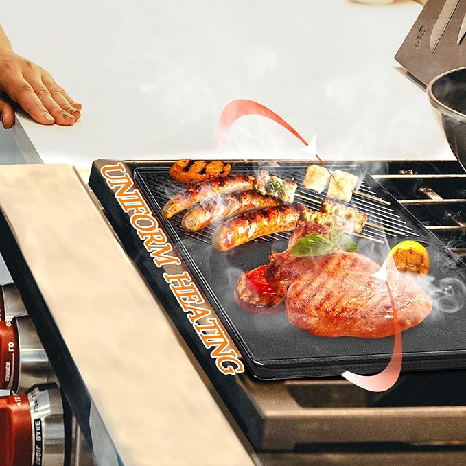 Uniflasy 7598 Griddle for Weber Spirit I & II 300 Series, Spirit E/S-310 E/S-320 Spirit 700 Genesis Silver/Gold B/C Genesis 1000-3500 Grill Cast Iron Cooking Part for Weber 7638 7639 Flat Cooking Pan