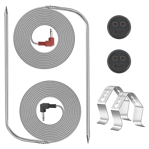 59IN 2-Pack Replacement Meat Probe for Pit Boss Pellet Grills and Pellet Smokers. 3.5mm Plug Compatible with Pit Boss Accessories. 2 Packs Meat Probes and 2 Packs Grill Clips