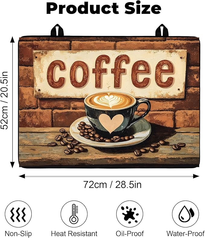 Heat-Resistant Glass Stove Top Cover with Anti-Slip Rubber Coating – Electric Stove Protector, Scratch-Resistant, Counter Space Decor Mat (Coffee, 28.5"L x 20.5"W)