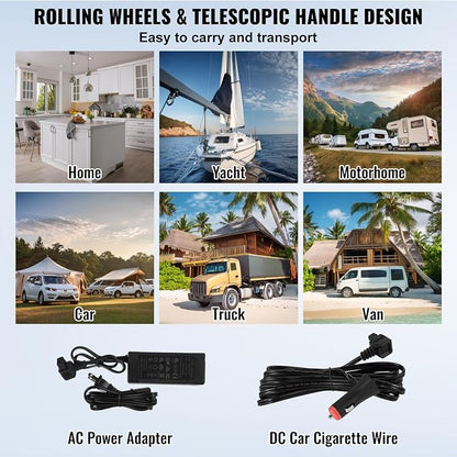 VEVOR Car Refrigerator 115L, Dual Zone Portable Freezer with Wheels & Handle, -4℉ to 68℉, 12/24V DC & 100-240V AC Compressor Cooler for Camping, Outdoor, RV