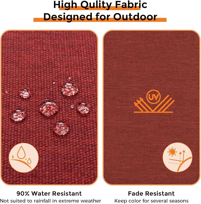 Magpie Fabrics Indoor Outdoor Cushion Cover Replacement 2 Pack, NO Insert! Water Repellent Slipcover with Ties Decor for Patio Garden Chair Sofa Bench Wicker(Dark Red, 24x22x4 Inch)
