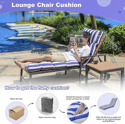 Outdoor Lounge Chair Cushions, 74.4 x 22 x 4.7 Inches Waterproof Fade Resistant Patio Cushion for Chaise Lounger
