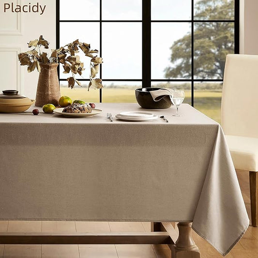 Khaki Textured Linen Rectangle Table Cloth Burlap Tan Fabric Tablecloth Rectangular Dining Table Cover Kitchen Decorations Boho Farmhouse Linen Tablecloths for Rectangle Tables 60x144 Inch