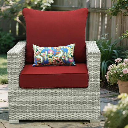 Outdoor Seat Cushion Set 24 x 22 Inch,Olefin Deep Seat Patio Cushions,Patio Furniture Cushions with Removable Cover,Rain-Proof and Fade Resistant Deep Seat Bottom & Back Cushion with Pillow,1 Set