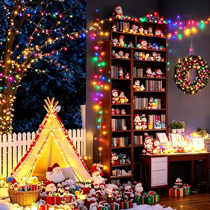 100LED 33FT Multicolor Christmas Mini String Lights,Plug in Waterproof Connectable LED Fairy Lights,Indoor & Outdoor Christmas Tree Lights for Home Party Garden Yard Bedroom Decor
