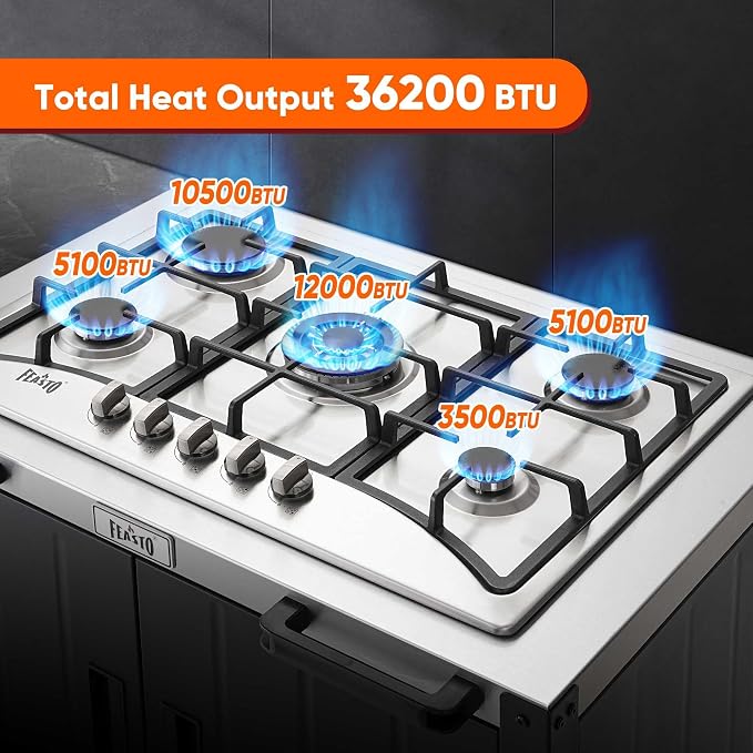 Feasto Outdoor Kitchen,Modular Outdoor Kitchen Island with Storage | Outdoor Kitchen Cabinets with Propane Stoves,Multifunctional Movable Grill Cart