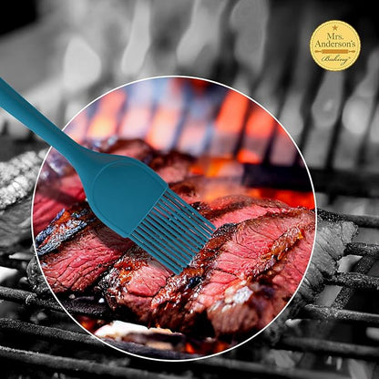 Mrs. Anderson’s Baking Silicone Basting Brush, Non-Stick, Heat Safe, Shed-Proof Bristles, Turquoise, 1.75-Inches, For Butter, Egg Wash, Glaze, And Baking Prep