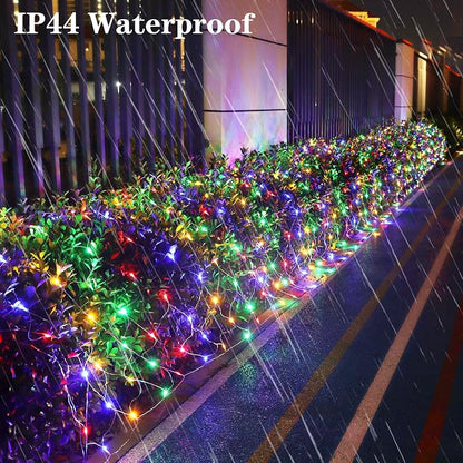 Lovelite 360 LED Net Lights, 21ft x 5ft Colorful Christmas Mesh Lights Clear Wire 8 Modes, Connectable Waterproof String Lights Outdoor for Bushes Tree Garden Holiday Wedding Party - Multicolour