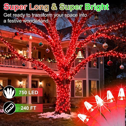 WUXYIYANG 750 LED 240FT Red Valentine Lights, 12 Pro Modes and Timer Memory & Dimmable, Plug in Clear Wire Indoor Valentine Room Light for for Xmas Bedroom Yard Tree Wedding Party Waterproof Decor