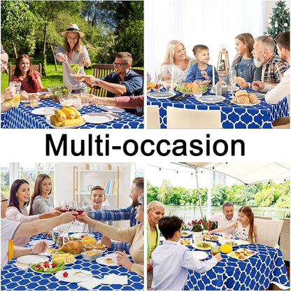 Smiry Rectangle Table Cloth, Waterproof Vinyl Tablecloths with Flannel Backing for Rectangle Tables, Wipeable Spillproof Plastic Tablecloth for Dining, Camping, Indoor and Outdoor (60"x102", Blue)