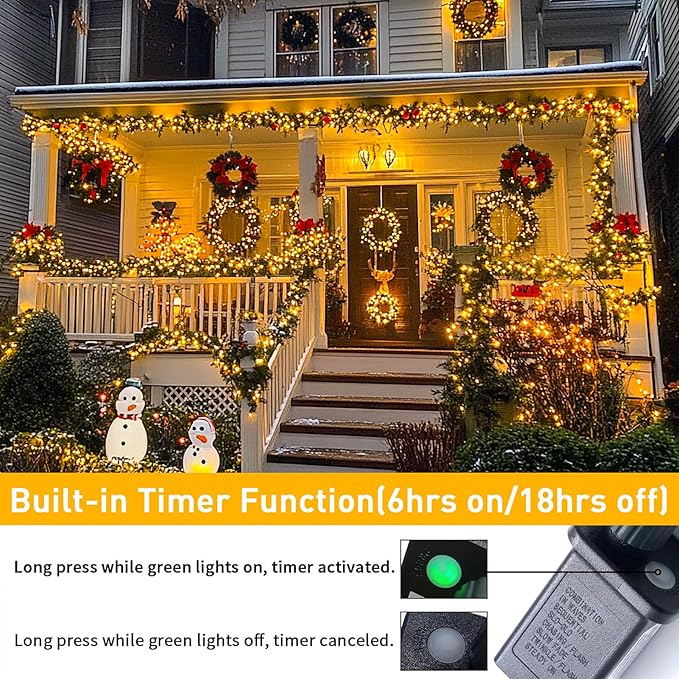 JMEXSUSS 1000LED Green Wire String Lights Warm White (Pack of 2)