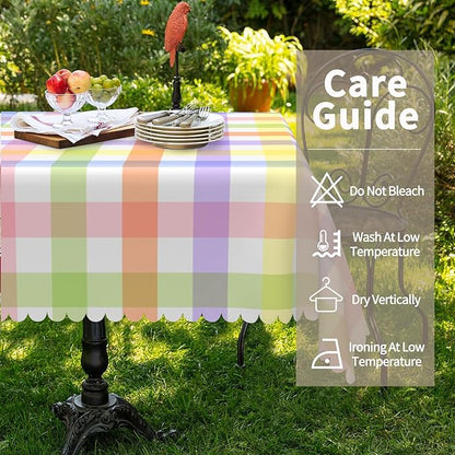 Checkered Rectangle Tablecloth 55x102 Inch - Colorful Plaid Table Cloth, Gingham Wrinkle Free Waterproof Table Cover for Kitchen, Party, Dinner and Outdoor