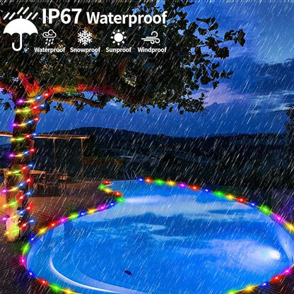 Solar Rope Lights Waterproof IP65 39FT 100LEDs 4 Pack Outdoor LED Outdoor Remote-Control Lights for Party Garden Yard Home Wedding Christmas Halloween Holiday Tree Decoration Lighting(Multi Color)