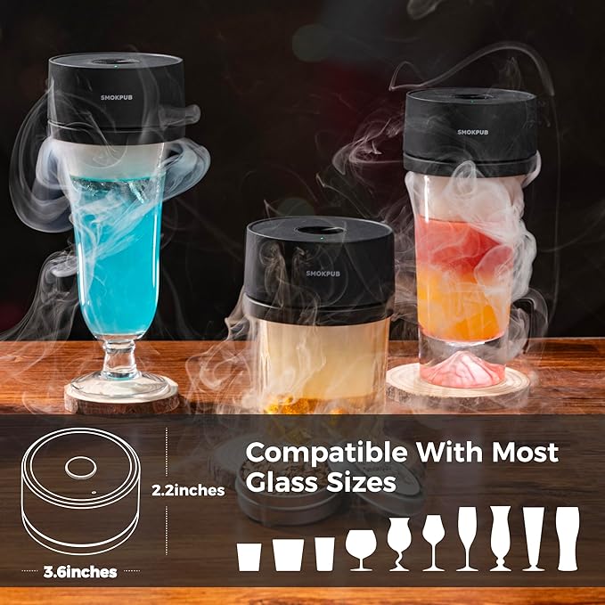 Electric Whiskey Smoker Kit, Rechargeable Cocktail Smoker with 6 Wood Chips, Flameless Heating System, Old Fashioned Drink Smoker Kit, Bourbon Whiskey Gifts for Men,Dad,Husband