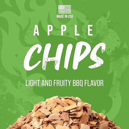 FOGO Apple Wood Chips for Grilling and Smoking, Mild Fruity BBQ Flavor for Charcoal and Gas Grills, Made in USA, 1.4 lb Bag, 6-Pack