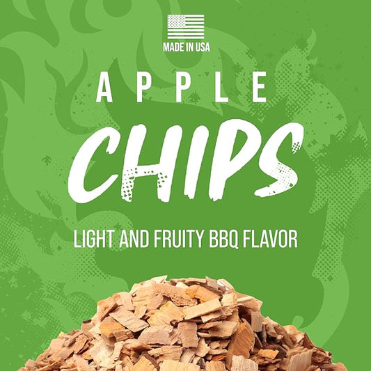 FOGO Apple Wood Chips for Grilling and Smoking, Mild Fruity BBQ Flavor for Charcoal and Gas Grills, Made in USA, 1.4 lb Bag, 6-Pack