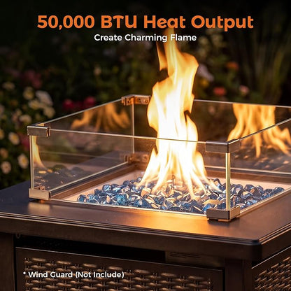 BALI OUTDOORS 50000 BTU Propane Fire Pit with Lid, 28 inch Fire Pit Table Outdoor, Black Firepits for Outside Backyard, Patio