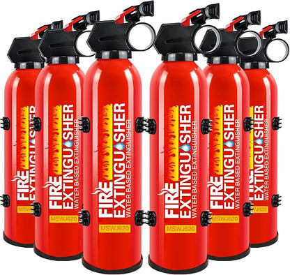 Fire Extinguishers with Mount Bracket - 6 Pack Small Portable Fire Extinguisher for Home, Kitchen, Car, Boat, RV, Vehicle - 620ml Water-Based Fire Extinguisher for Class A, B, C, K Fire