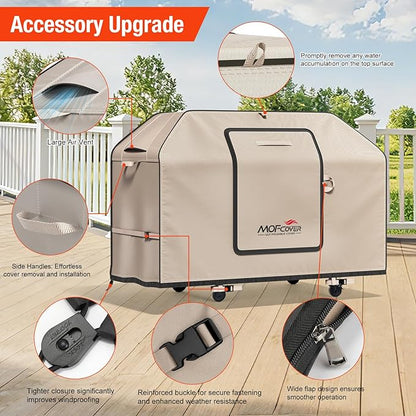Exclusive Foldable 52 inch Grill Cover, 600D Heavy Duty Outdoor BBQ Cover for 2-4 Burners Grill Weber 7106 Spirit 200 300 Series, Khaki