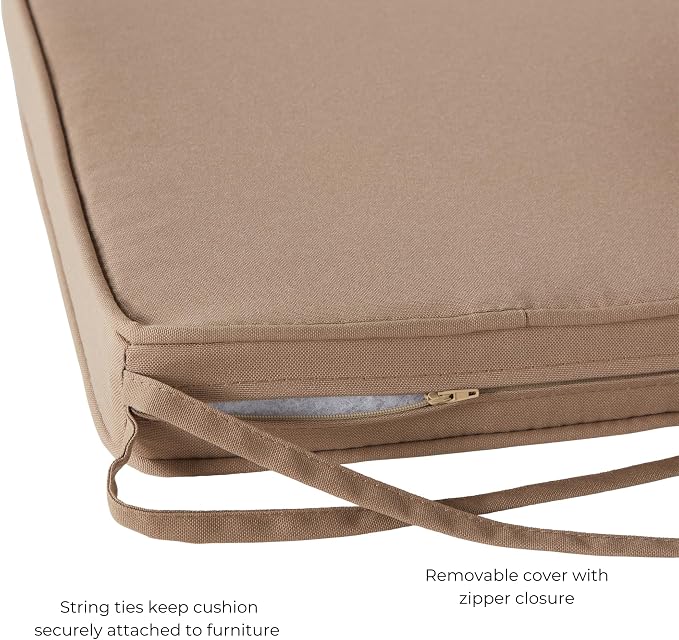 Outdoor 18 inch Square Patio Dining Chair Pads – Comfortable Fiber-Filled Seat Cushions with Ties, Reversible Polyester Fabric - Coronado, Set of 2